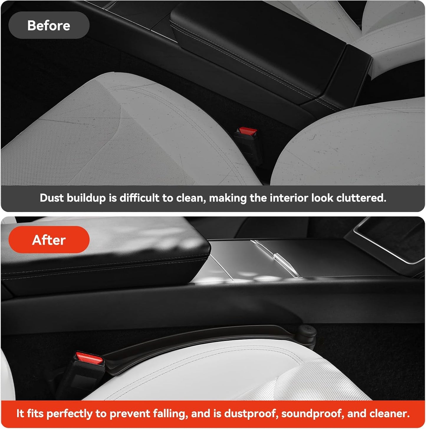 YONZEE Car Seat Gap Filler [2 Pack], Premium Silicone Side Console Organizer with Built-in Emergency Glass Breaker, Universal Fit Automotive Gap Blocker to Prevent Dropping, Car Interior Decor