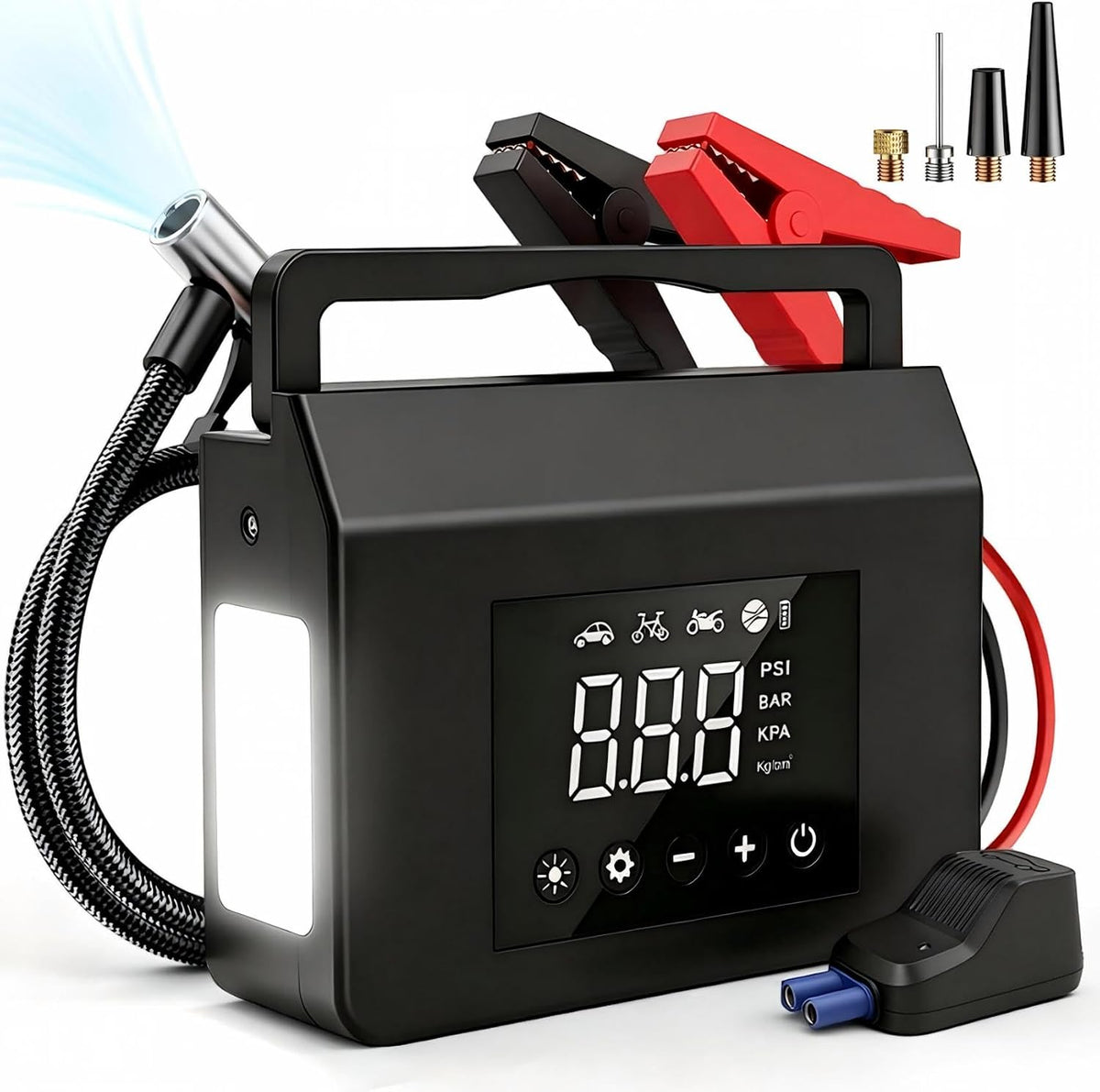 Tire Inflator Portable Air Compressor, 150PSI Car Battery Jump Starter Kit