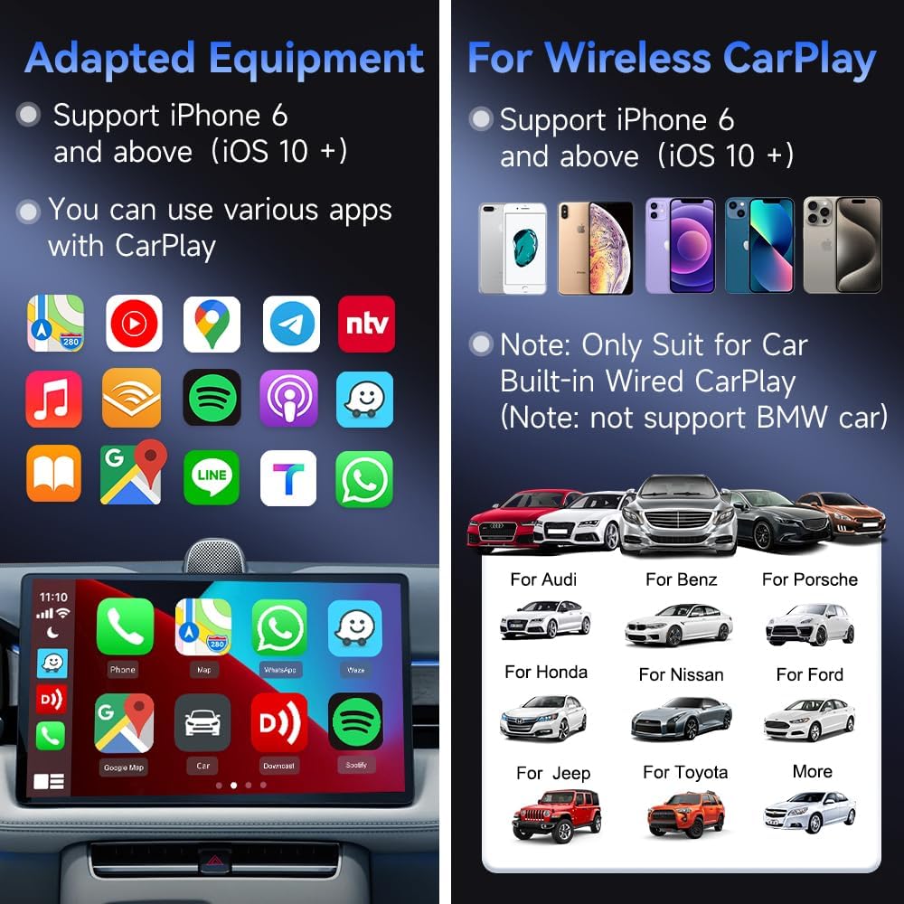 CarlinKit CarPlay Wireless Adapter MiNi SE 2026 - Auto Connect Online Update for iPhone, Apple CarPlay Wireless Adapter Convert OEM Wired CarPlay Cars, Plug & Play Dongle