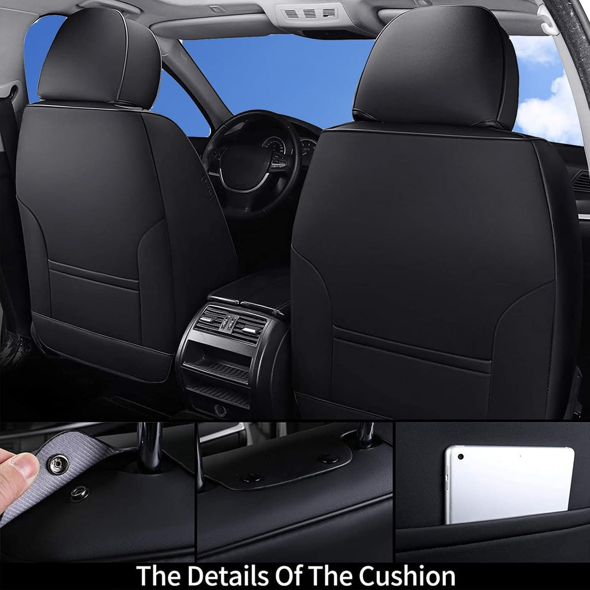 Coverado Seat Covers, Car Seat Covers Front Seats, Car Seat Cover, Car Seat Protector Waterproof, Car Seat Cushion Leather, Black Seat Covers Carseat Cover Universal Fit for Most Cars