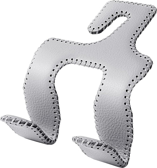 2 in 1 Car Headrest Hooks for Purses and Bags, Upgraded Leather Organizer Storage Holder Hooks Matching Cars Interior, 1-Pack, Gray