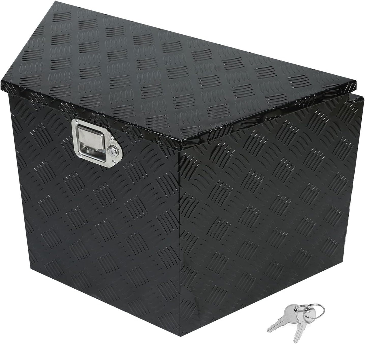 29"X16.5"X18" Black Aluminum Pickup Truck Bed Trunk Storage Trailer Tongue Tool Box with Lock and Key 5 Bar Tread