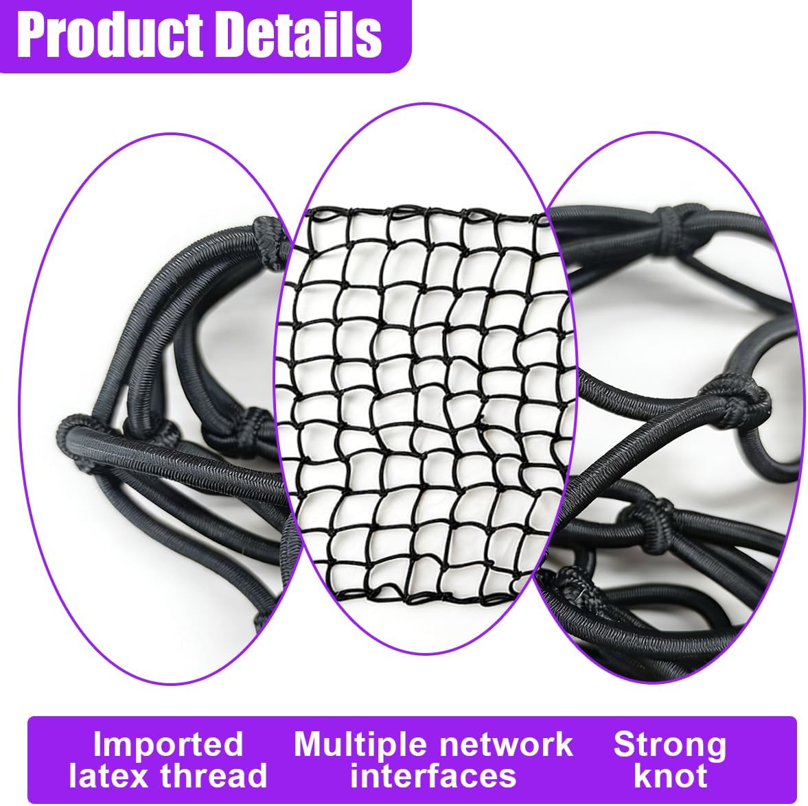 Car Cargo Net, 22" x 38" Elastic Mesh Stretch to 44" x 76", Cargo Bungee Net with 2" x 2" Tight Mesh and 12 Adjustable Hooks, Luggage Netting Accessories for Most Vehicles (Black)