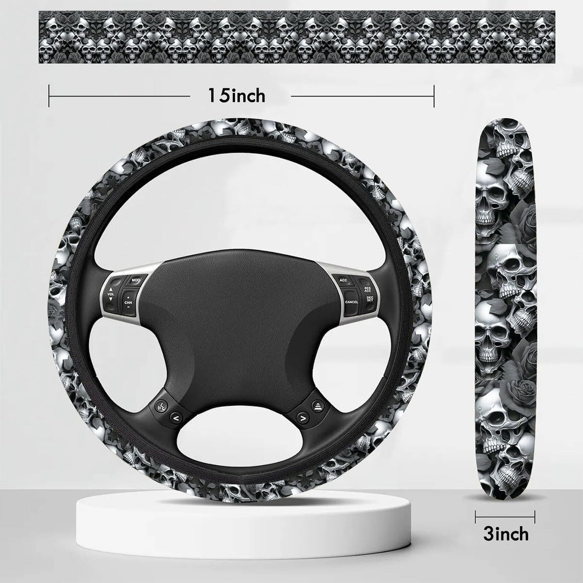 Wolf Steering Wheel Cover 15 Inch Universal Neoprene Steering Cover