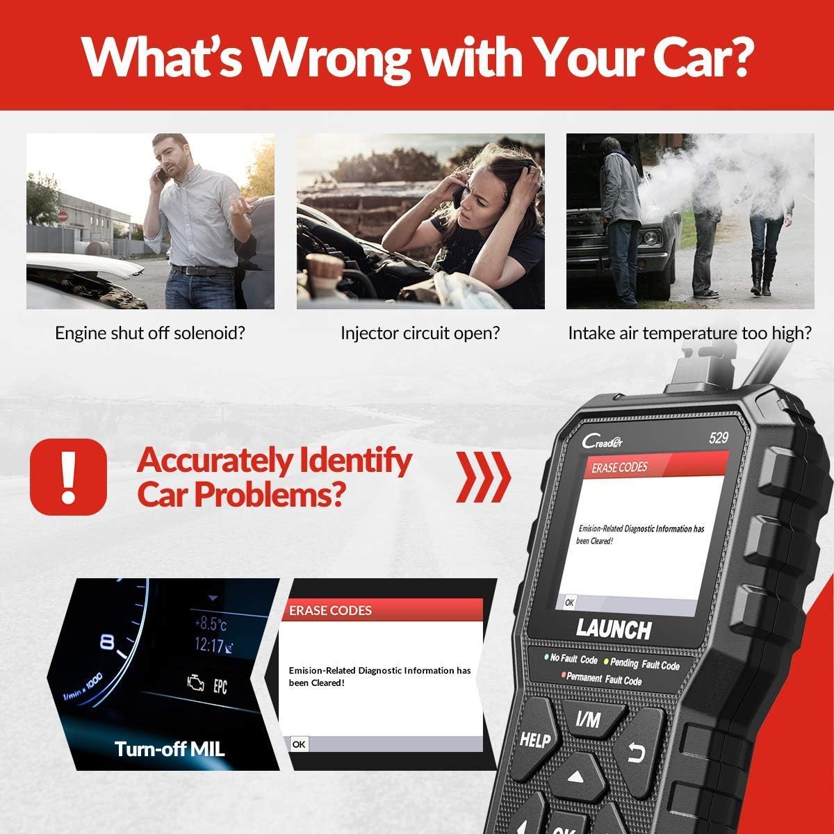 Launch CR529 Full OBD2 Function Professional Mechanic OBDII Diagnostic Tool