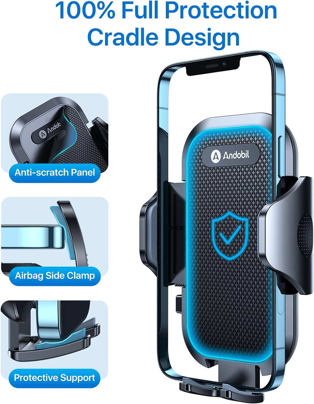 andobil 2026 Upgraded Car Phone Holder Mount for Vent, Military Sturdy Metal Clip Air Vent Phone Holder for Your Car Easy Used Cell Phone Car Mount for iPhone 17 Pro Max 15 14 13 Samsung S26 S25