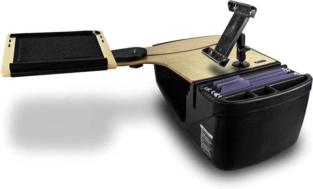 AutoExec AE-RDBS-TM-11M Reach Car Desk for Your Vehicle Workstation and Mobile Office, Back Seat, Natural with Tablet Mount