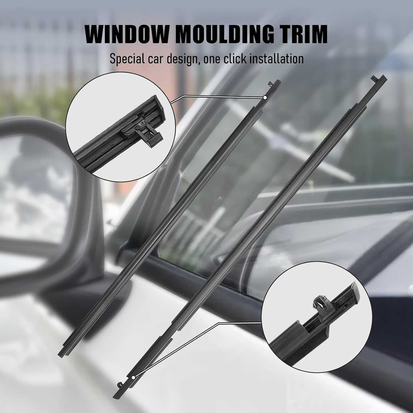 ItranMc Window Molding Trim Seal for 2009-2012 Toyota Rav4,Black Outer Door Weather Strip Window Seal Belt,Replace#75710-0R020 75720-0R020 75730-0R020 75740-0R020