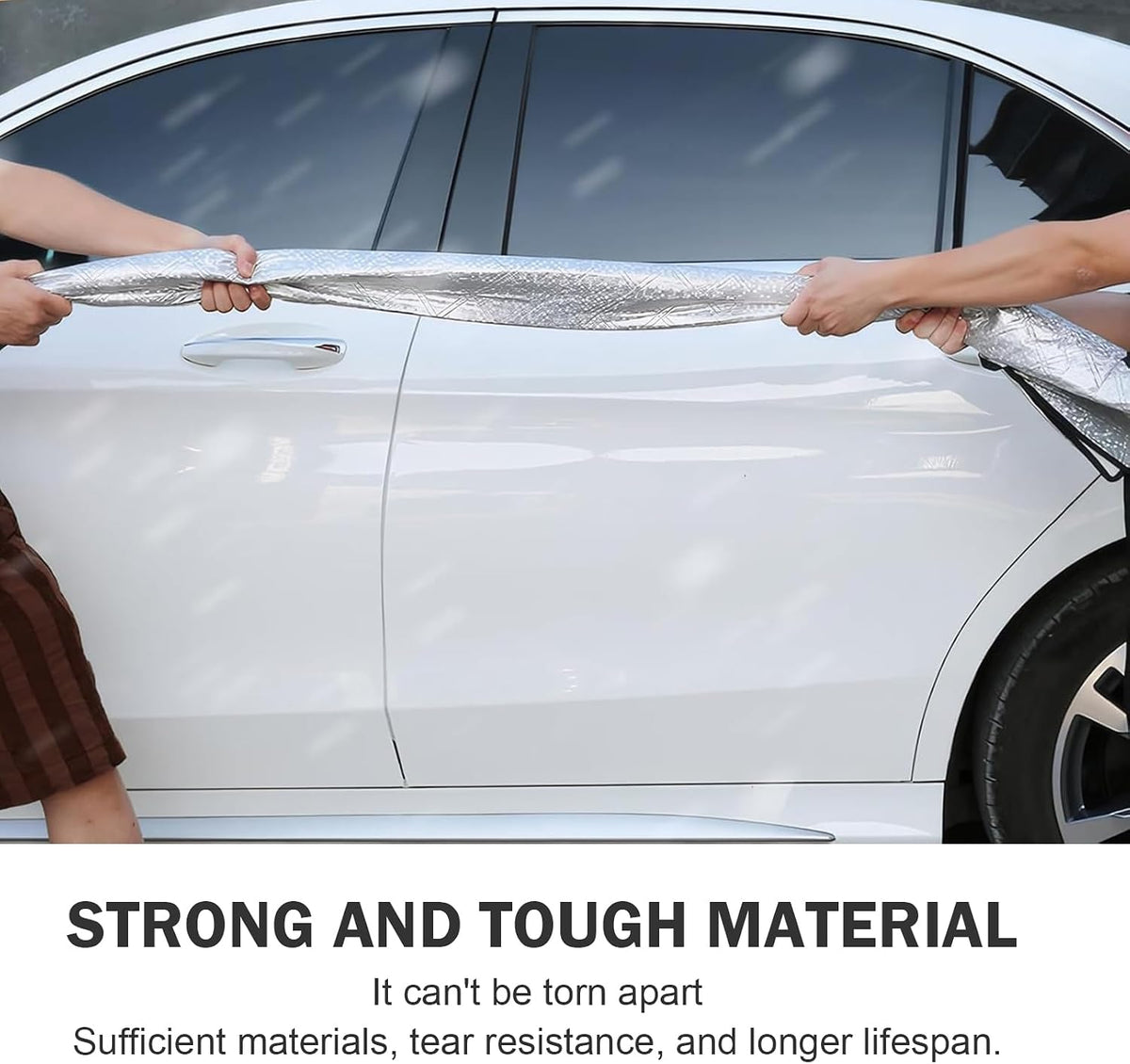 Car Windshield Cover, Waterproof Snowproof Sunshade Cover for Windshield Hood, Thickened Heat-insulating Foldable Car Exterior Accessories, Universal for Most Vehicles (Silver)