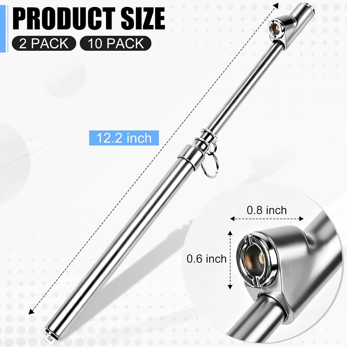 Heavy Duty Tire Pressure Gauge-2 Pack (Sliver)