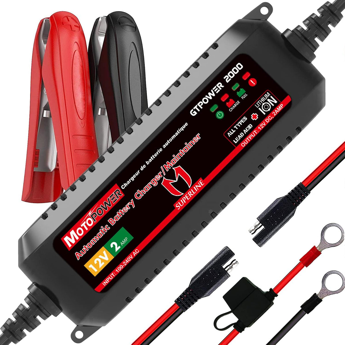 MOTOPOWER MP00207A 12V 2Amp Automatic Battery Charger Maintainer