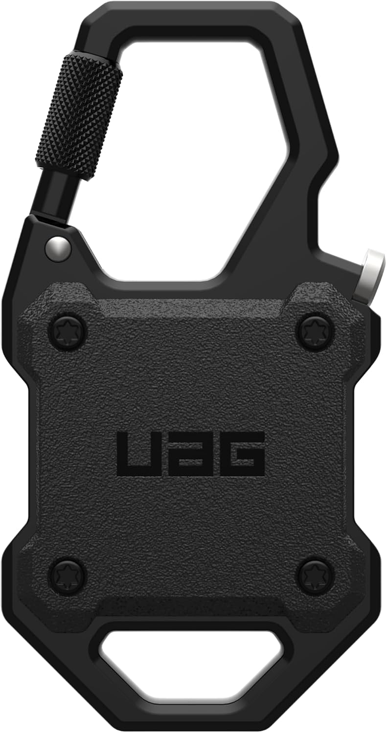 URBAN ARMOR GEAR UAG Designed for AirTag (Gen 2 & 1) Case with Built-in Bottle Opener Monarch - Hard Shell Lock Case AirTag Holder Locking Carabiner for Keys, Luggage & Bags, Black/Copper