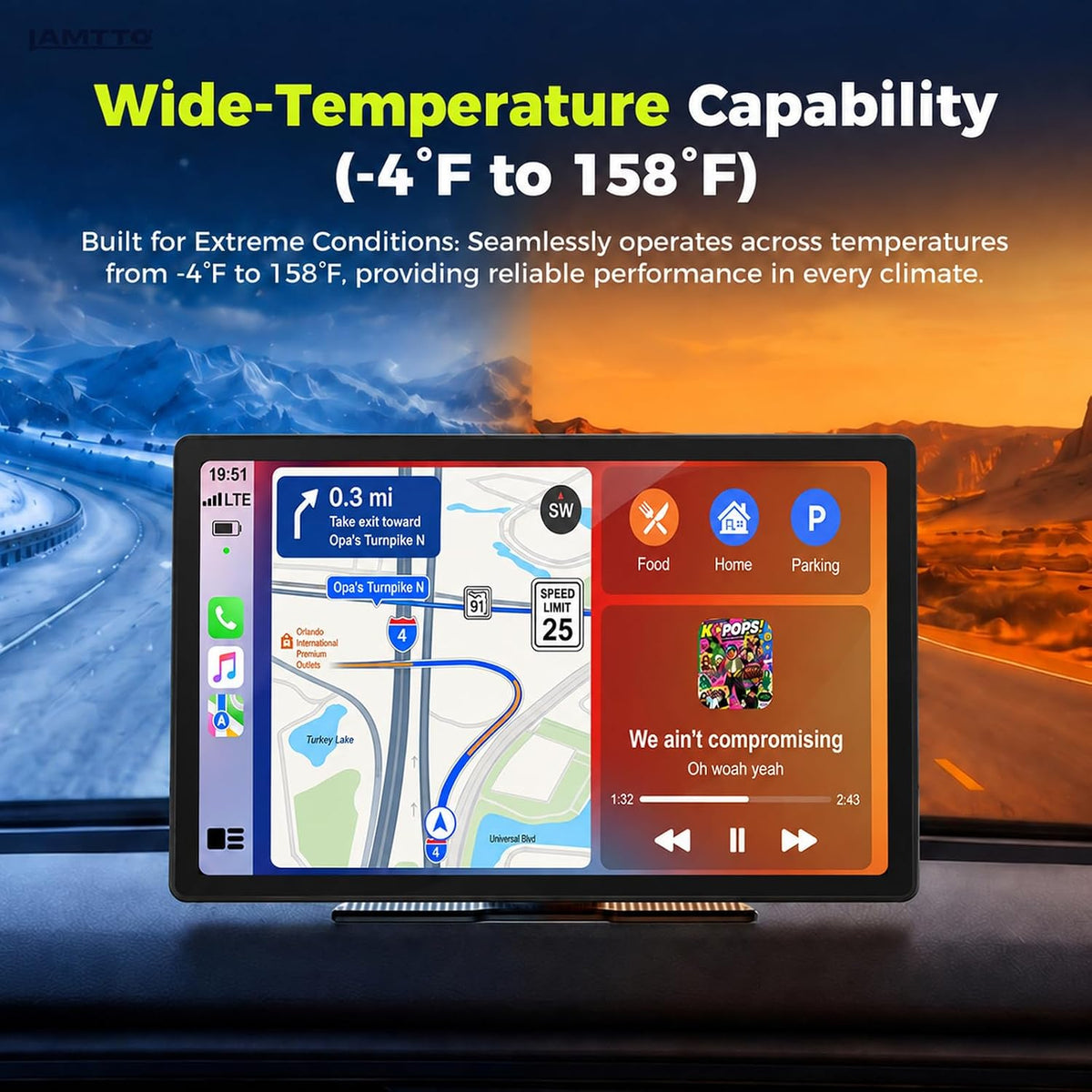 LAMTTO 10.1" Wireless CarPlay & Android Auto Screen for Car