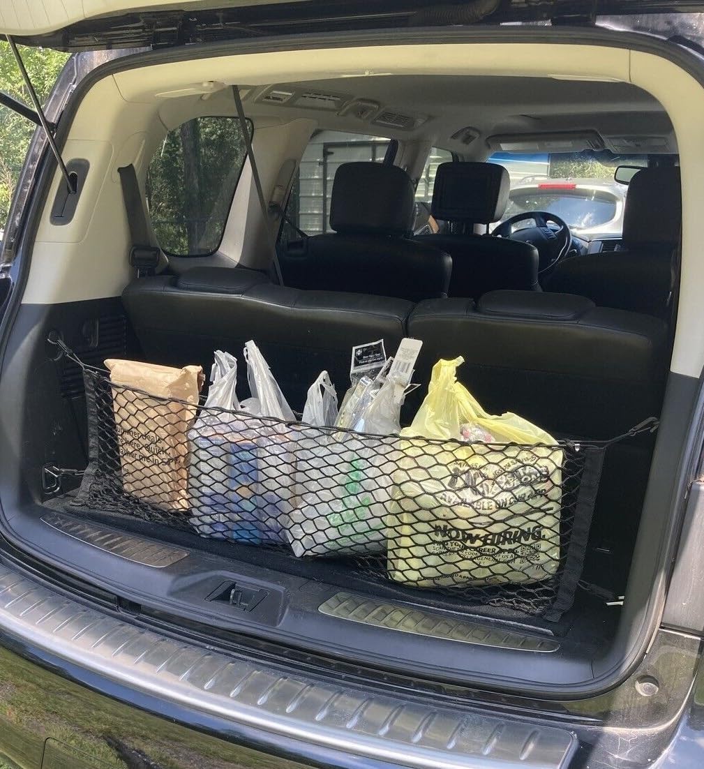 Trunk Organizer Cargo Net for Infiniti QX56 QX80 2004-2025 – Envelope Style Cargo Net for SUV – Premium Mesh Car Trunk Organizer Vehicle Carrier Storage – Compatible with QX56 QX80