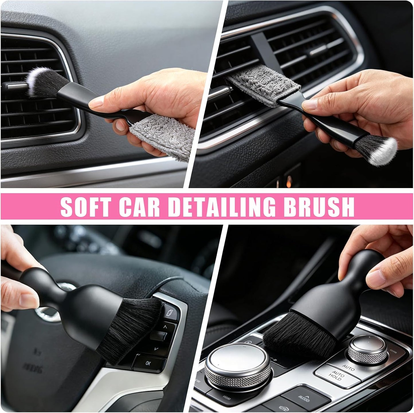 21PCS Car Detailing Kit Interior Cleaner - with Handheld Car Vacuum, Windshield Cleaning Tool, Detailing Brushes, Car Cleaning Supplies Kit for Women Men (Pink)