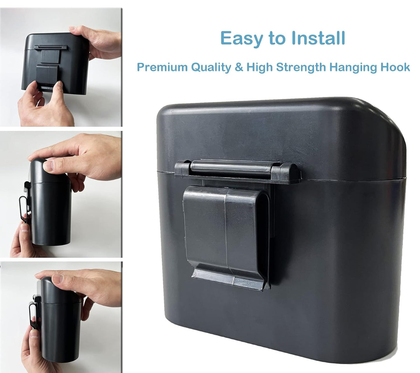 2 Pack Car Trash Can with Lid+4 PCS Car Hooks, Mini Auto Dustbin Trashcan | Includes 120 pcs Trash Bags, Automotive Storage Container Garbage Organizer, Multipurpose Trash Bin for Vehicle, Home, Office