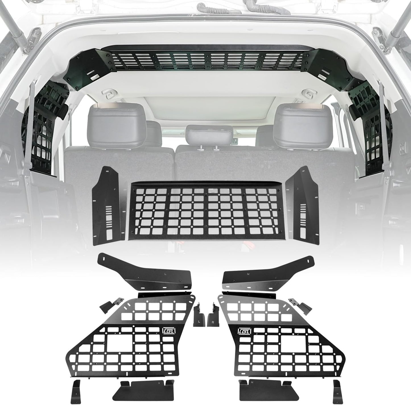 HIGH FLYING Car Accessories for Toyota Sequoia 2023 2024 2025 2026 Modular System Storage Molle Panels Trunk Shelf Storage Trunk Organizer Aluminum Alloy (Side Panel+Roof Panel)