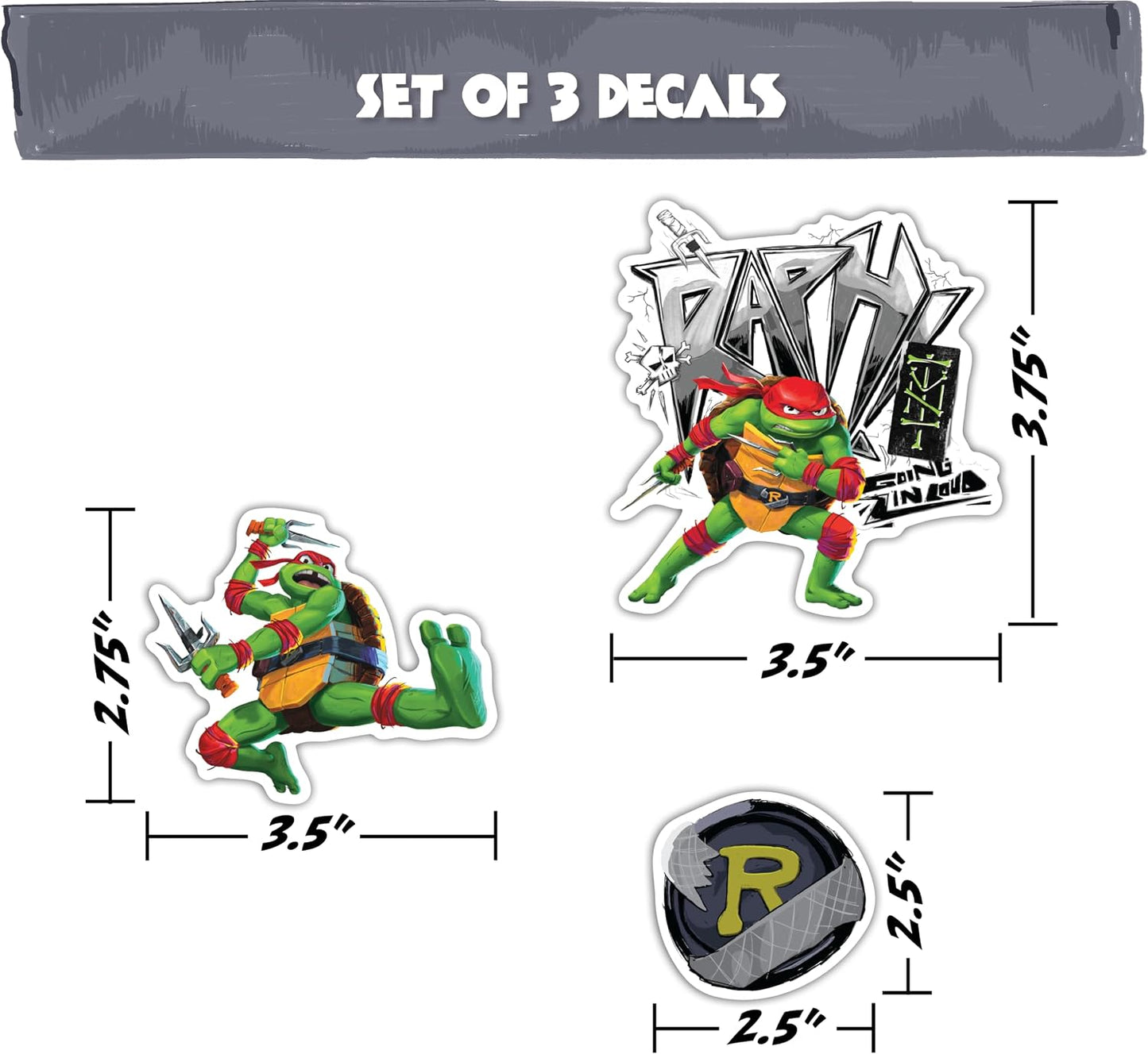 TMNT Teenage Mutant Ninja Turtles Vinyl Decals - Leo, Raph, Mikey, Donnie Mutant Mayhem Stickers for Car Water Bottle Bike Helmet Laptop Skateboard Outdoor Rated Water Resistant