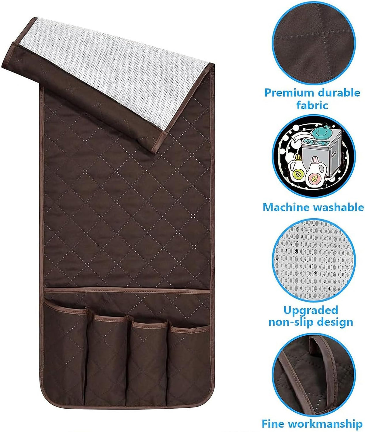 Armchair Caddy for Recliner, Non Slip Sofa Arm Organizer, Coffee