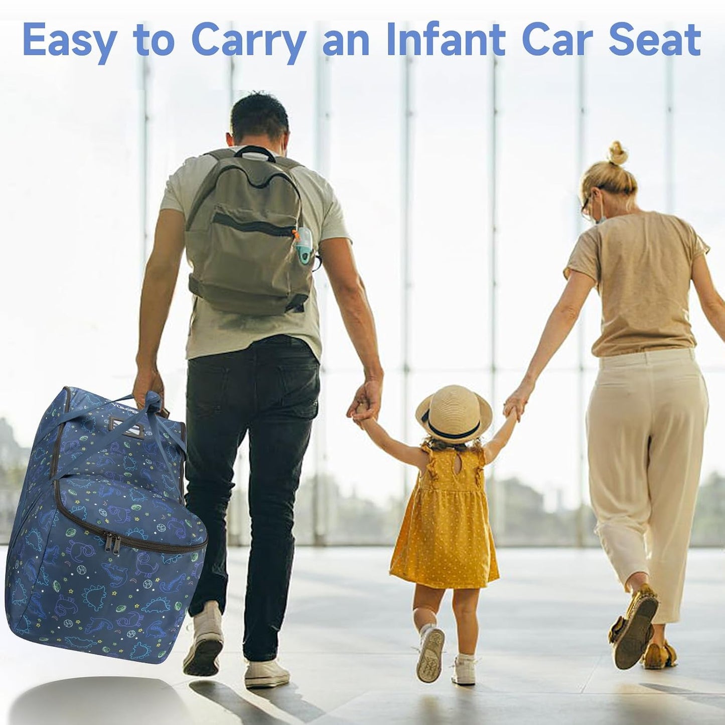 YOREPEK Infant Car Seat Travel Bag Compatible with Nuna Pipa Car Seat and Base,Fit for Graco SnugRide 35 Lite and Base,Car Seat Carrier for Airport,Carseat Travel Cover for Baby Travel Essentials,BLUE