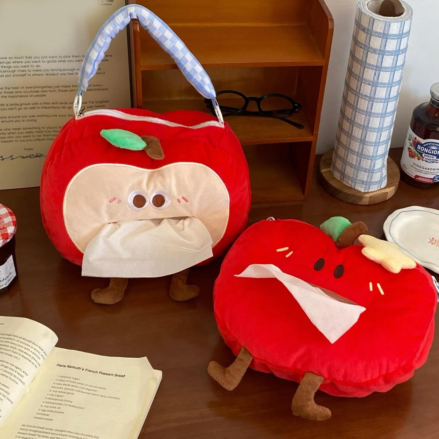 Creative Fruit Shaped Fabric Tissue Box Holder Hanging Hook Space Saving Storage Case for Car and Office Multi Purpose Holder