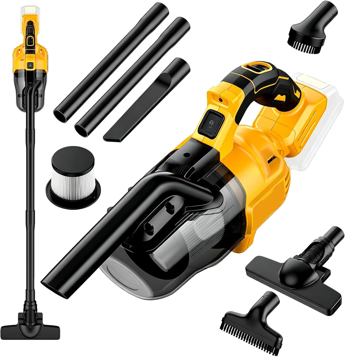 Cordless Vacuum Cleaner for Dewalt 20V Power Tools,Handheld Vac 100 AW,55CFM with Multi Attachment,HEPA Filter for Travel Van,Car Floor Carpet,Pet Hair Debris (Bare Tool)