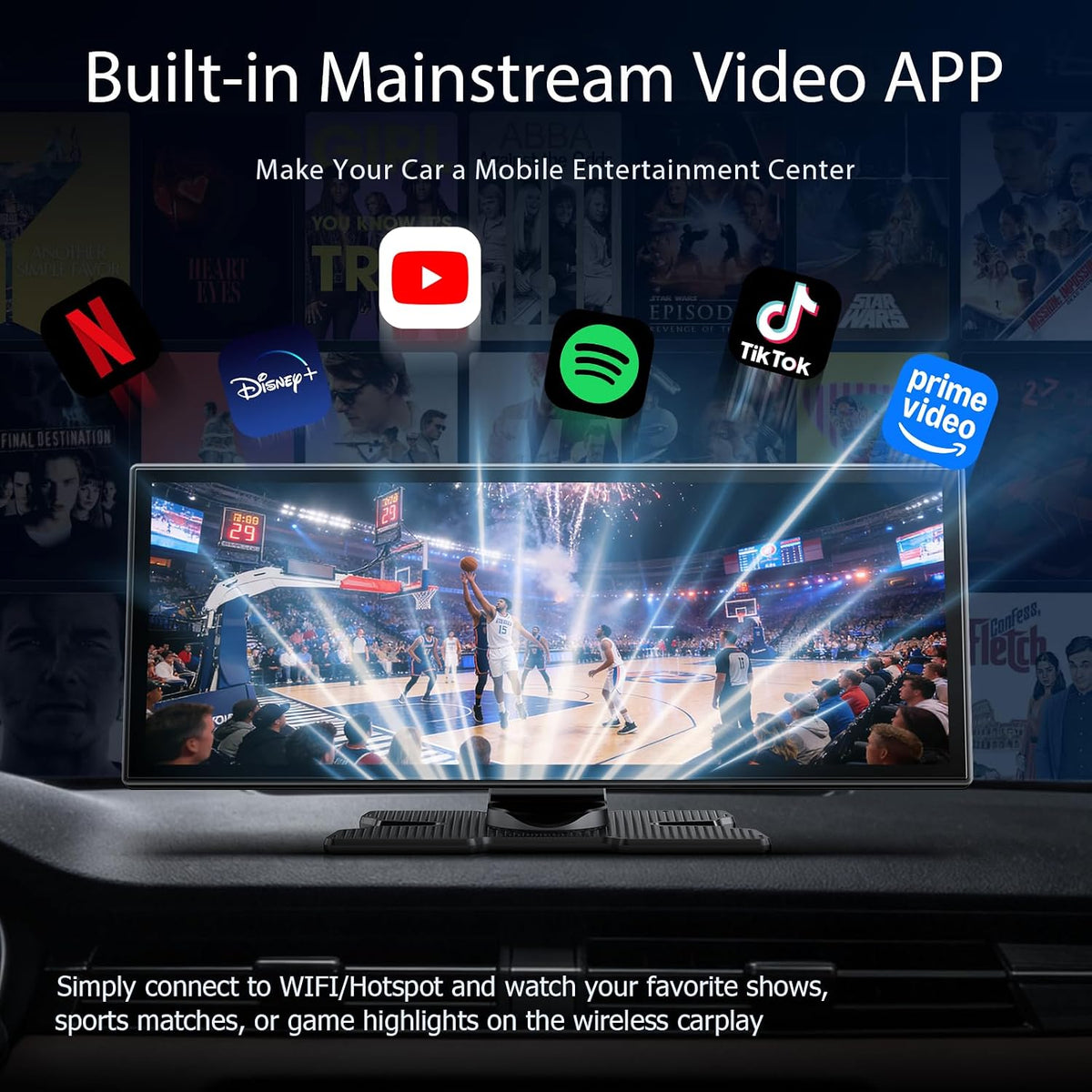 10.26" CarPlay Screen Built-in Net-Flix/YouTube/Tiktok,CD Slot Mount