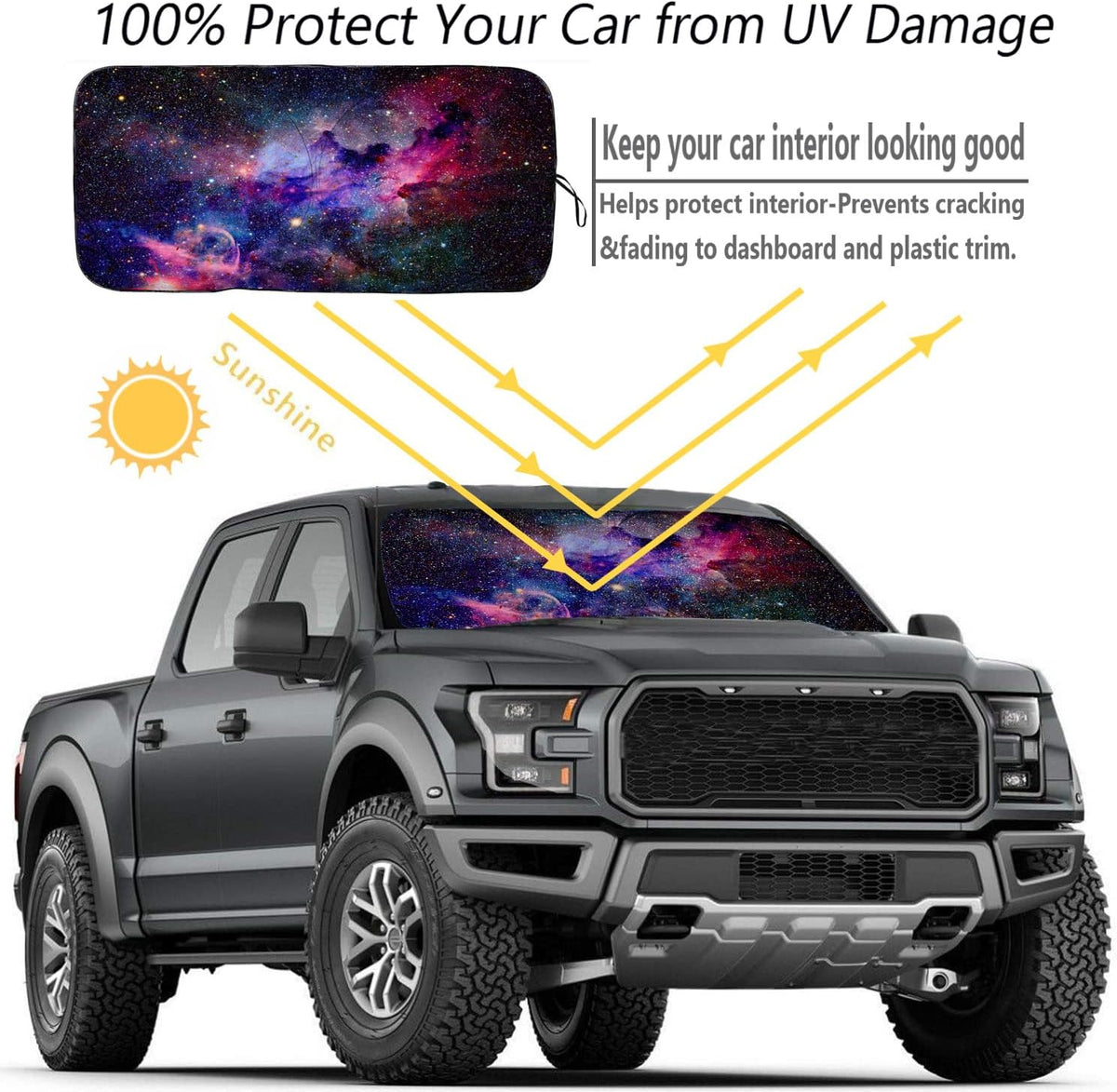 Starry Sky Night Car Windshield Sun Shades - Protect Vehicle from High Temp & UV Reflection, Front Window Shade for Car, SUV, Truck - 63 L x 33.5" W