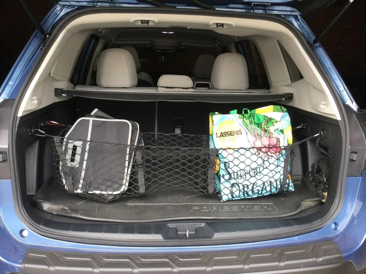 Trunk Organizer Cargo Net for Subaru Forester 1998–2026 – 3 Pockets Envelope Style Cargo Net for SUV Truck – Premium Mesh Elastic Car Trunk Organizer – Compatible with Forester