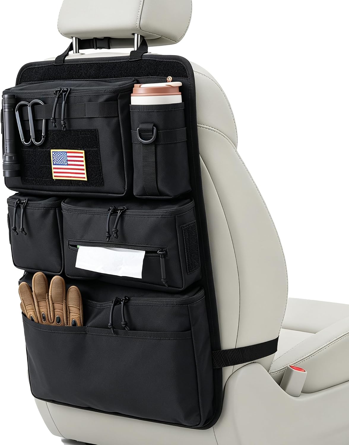 Tactical Car Seat Back Organizer, Heavy Duty MOLLE Storage Panel