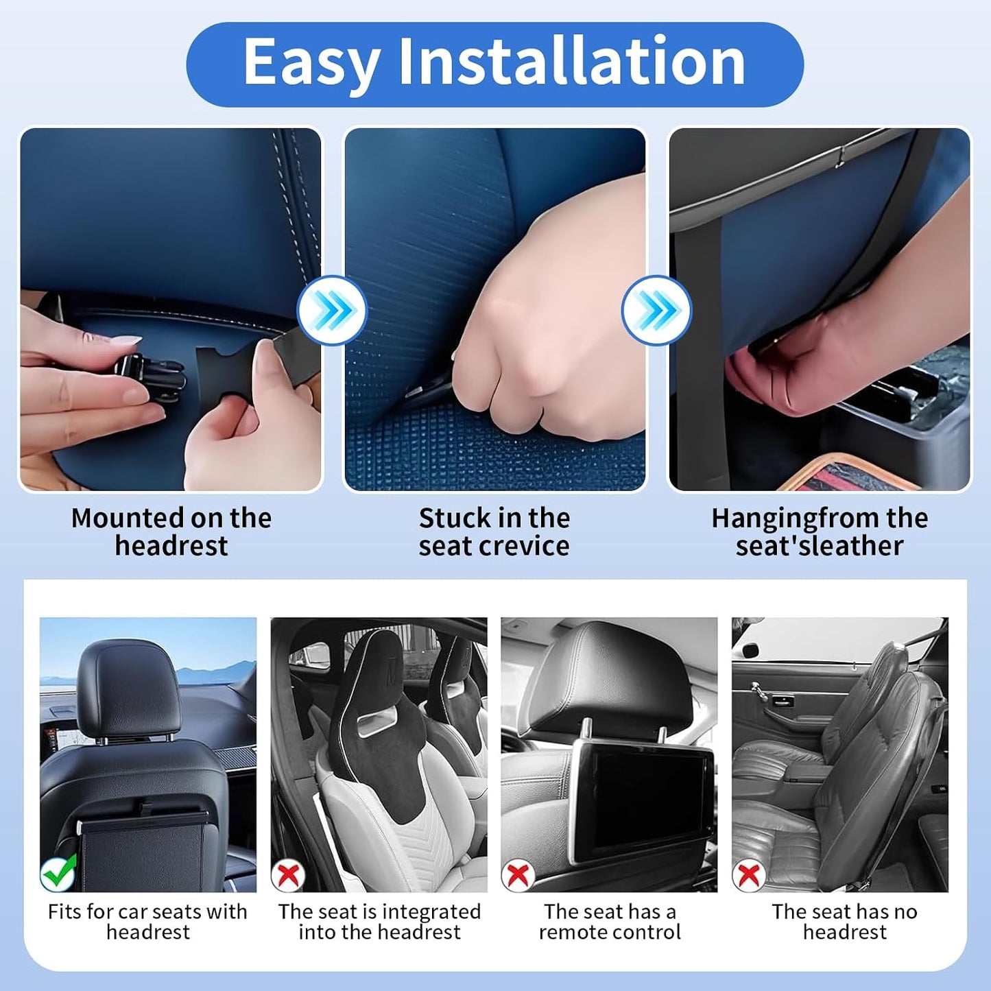Car Backseat Organizer with Foldable Table Tray,Hanging Storage Bag with Touch Screen Phone Holder,Premium PU Leather Material,Compatible with Most Vehicles,Inner Car Accessories