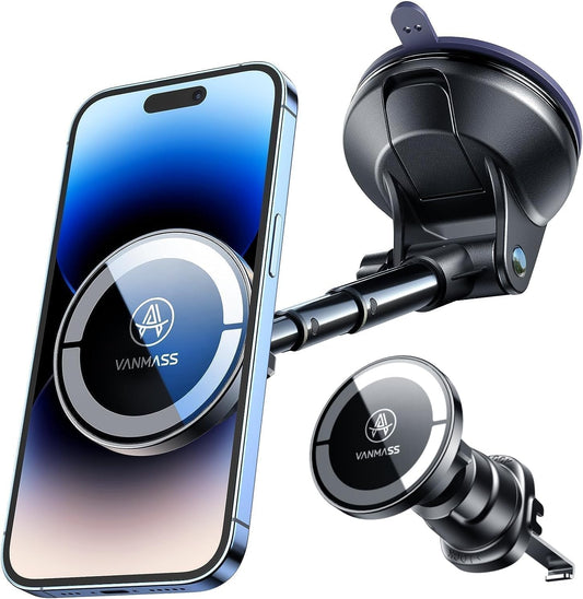 VANMASS for MagSafe Car Holder [Dash+Windshield+Vent] Magnetic Phone Mount