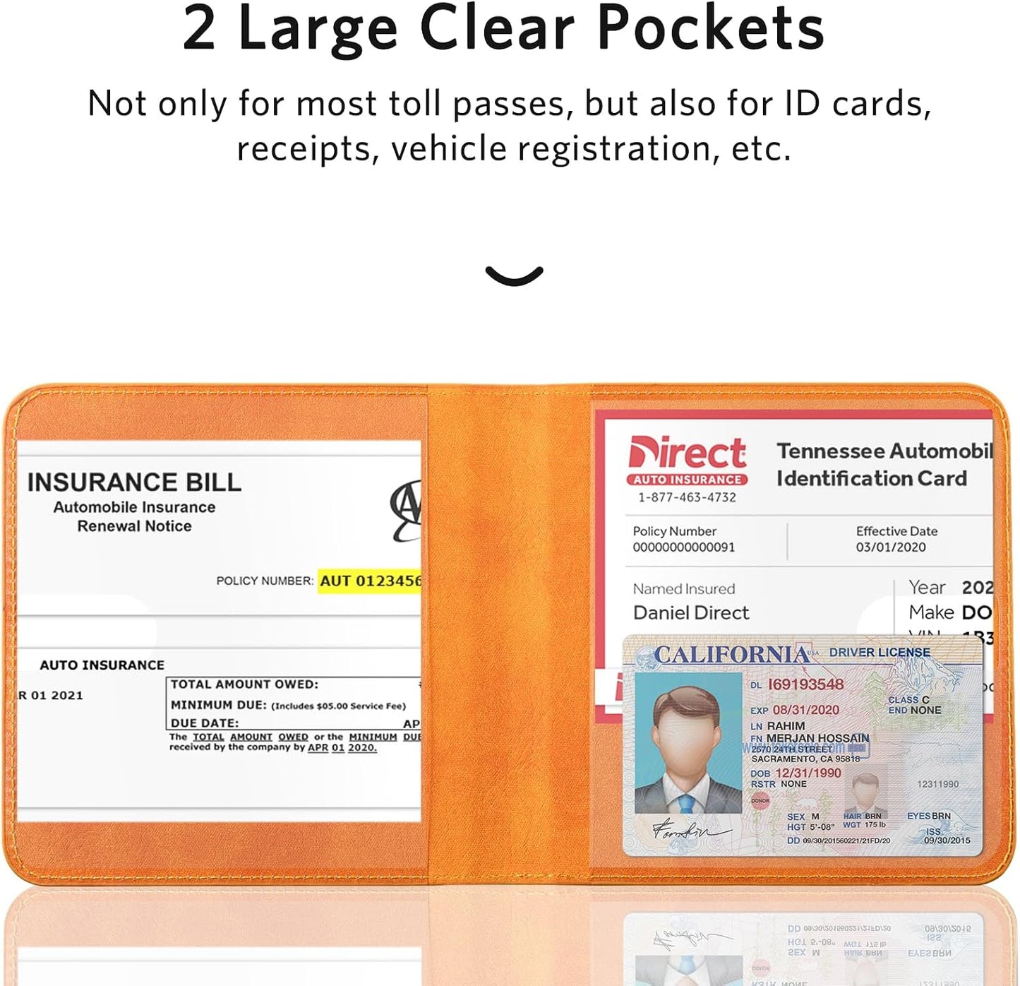 CoBak Car Registration and Insurance Holder for Men and Women | Small Lightweight Vehicle Glove Box Car Organizer, Auto Truck Compartment Case for Essential Document, Driver License