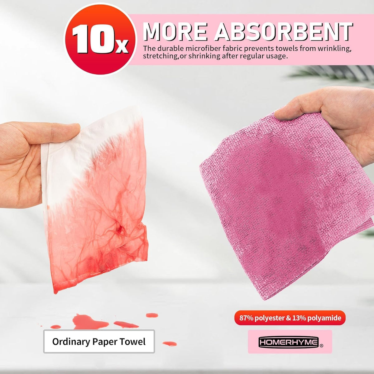 Microfiber Cleaning Cloth, 150 Sheets Tear Away Shop Towels, Reusable Washable Microfiber Towels for Cars, Lint Free Cleaning Rags for Home, Automotive, Workshop & Garage 11.5"x11.5" Pink