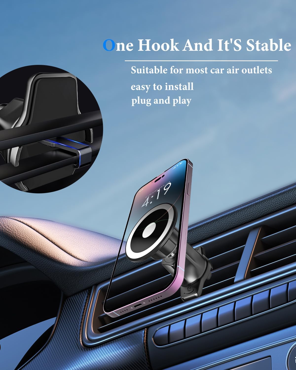 Magnetic Phone Holders for Your Car Cup Holder & Air Vent-2 Packs