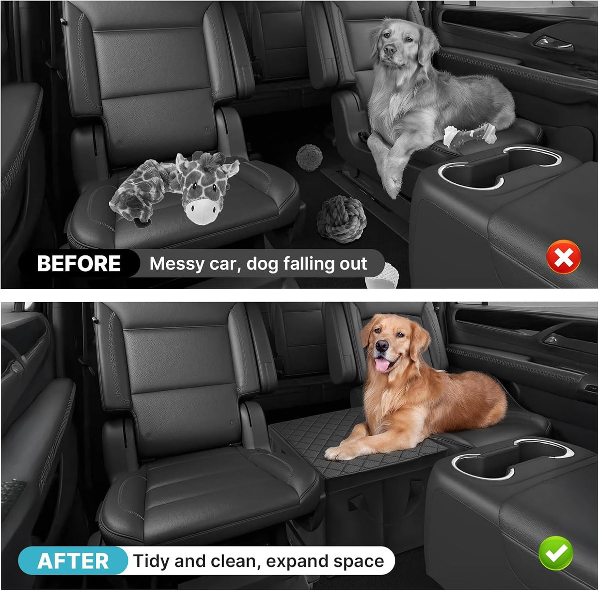 Mixsuper Liner Car Seat Organizer for 2015-2020 Chevy Tahoe/GMC Yukon, Console Organizer Backseat Box for Chevy Tahoe, Dog Box Storage Bin Supplies Travel Accessories