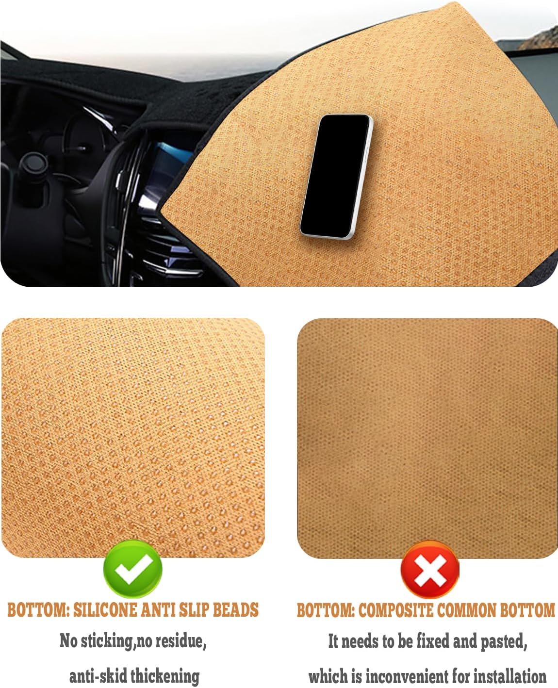 Partsable Dash Cover Mat Compatible with Toyota Camry 2007 2008 2009 2010 2011 Camry Dashboard Cover Mat Interior Accessories Nonslip Dash Board Protector Mat Sunshade Anti Glare Pad Carpet (Gray)