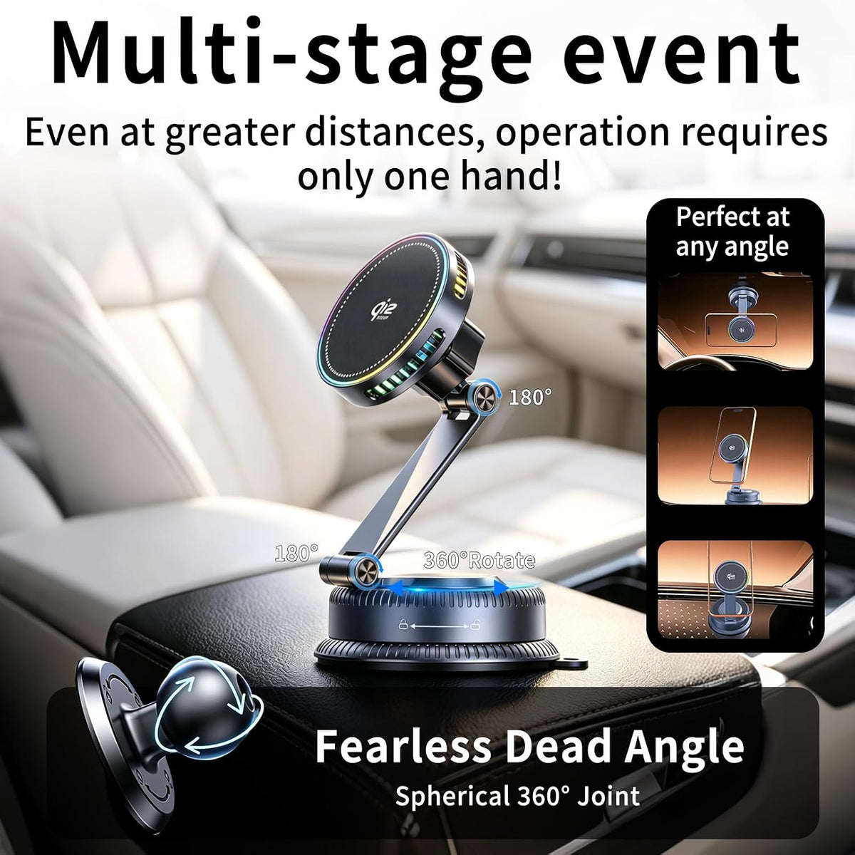for Qi2.2 25W MagSafe Car Mount Charger, Cooling Fan, 75W Fast Adapter
