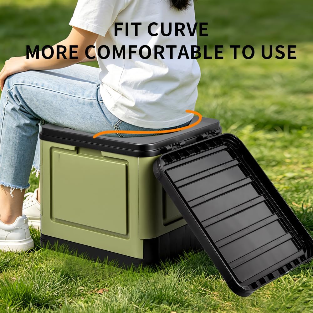 Collapsible Portable Toilet for Camping,Portable Travel Folding Toilet with Lid and Paper Holder,Compact Travel Potty for Cars, Trucks, RVs, Hiking and Outdoor Use (Green)