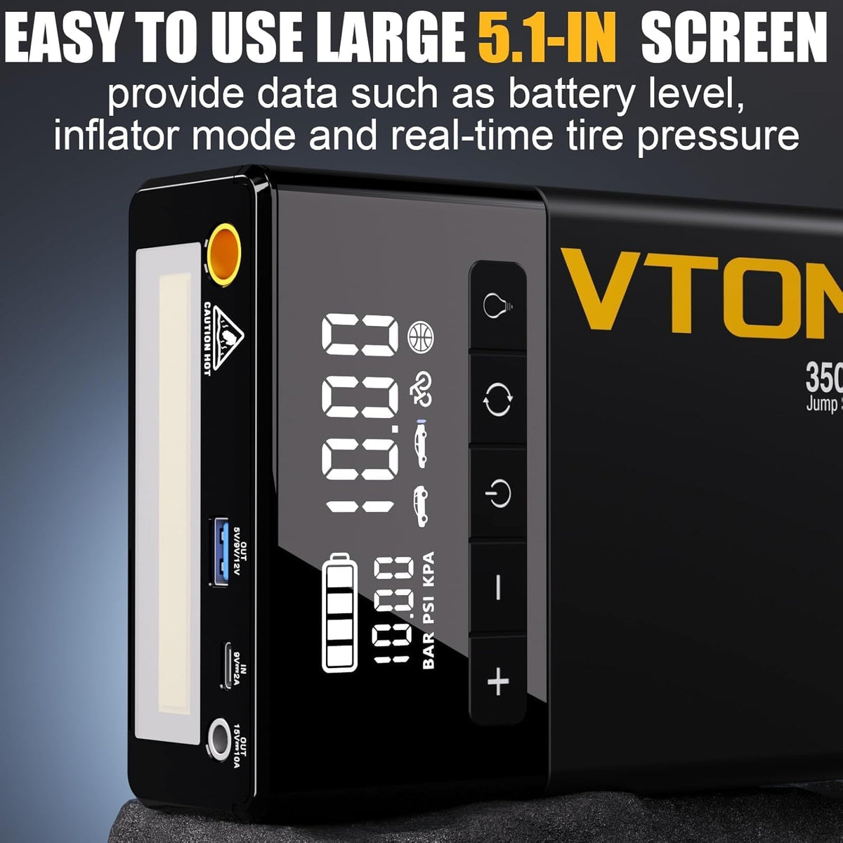 VTOMAN X5 Jump Starter with Air Compressor, 3500A with Type-C Quick Charge