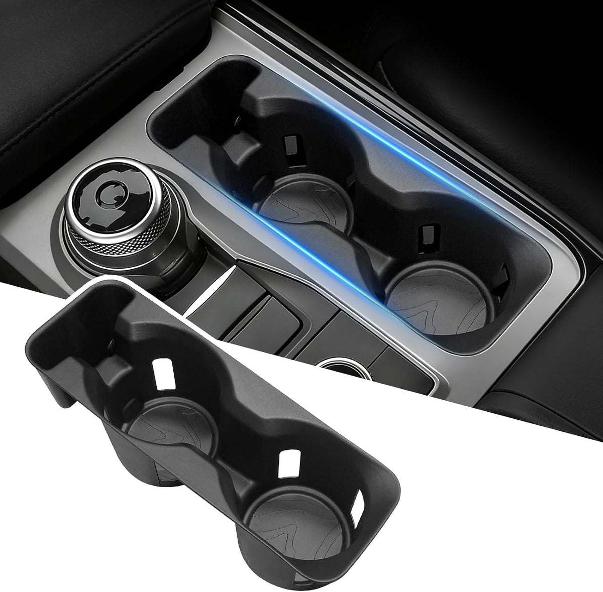 Upgrade Cup Holder Inserts for Ford Explorer 2020-2024 Accessories, Non-Slip Soft Silicone Center Console Cup Holder Protector Organizer for Ford Explorer Accessories