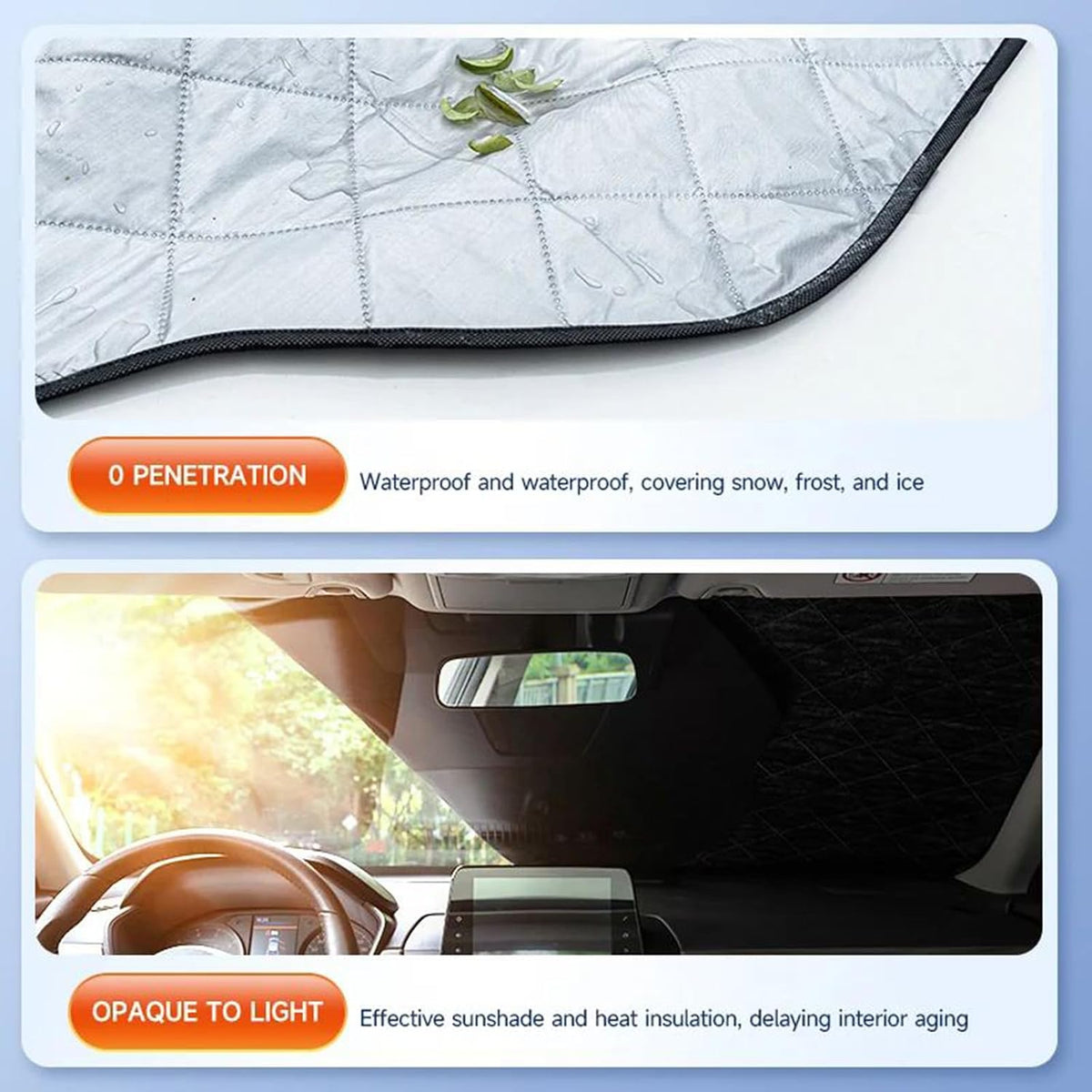 Car Windshield Snow Cover Auto Windshield Protector for Ice and Snow Car Front Snow Ice Protector Cover Winter Windshield Sunshade for Car Outdoor Anti Frost Anti Sun Covers Protection 148x126CM