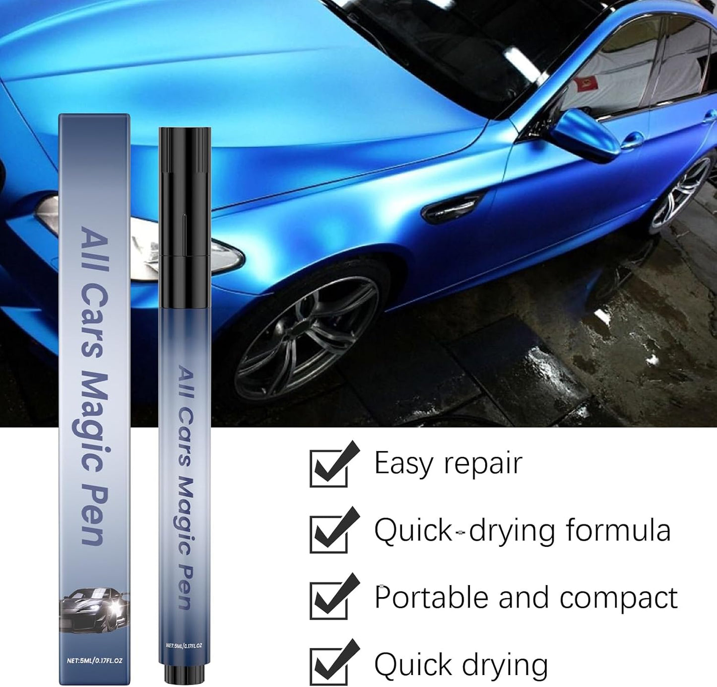 All Car Magic Scratch Repair Pen - Quick & Easy Touch-Up Solution for Minor Scratches, Weather-Resistant and Universal Fit for All Car Models (3pc)