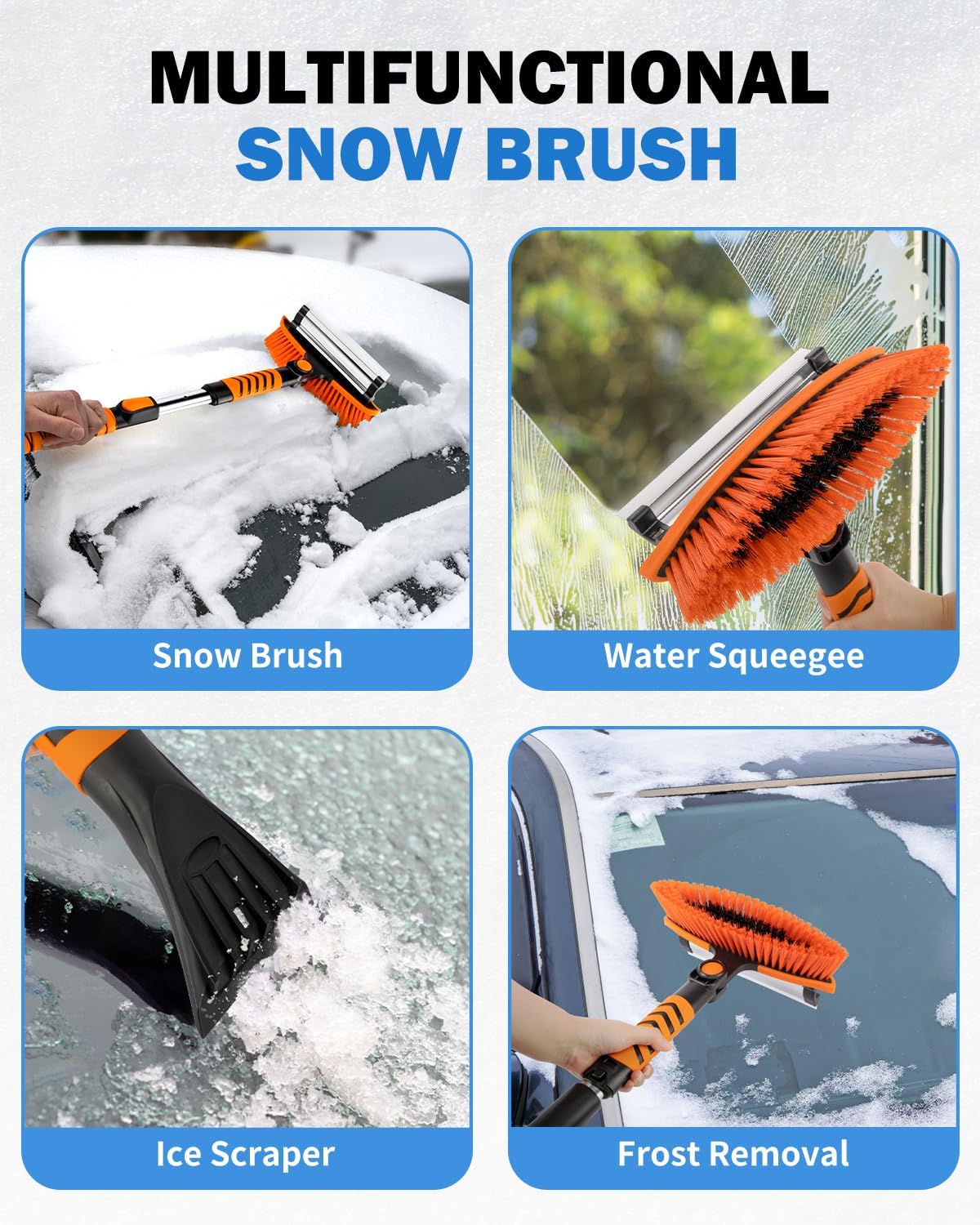 44" Snow Brush for Car with Ice Scraper, Extendable Snow Remover