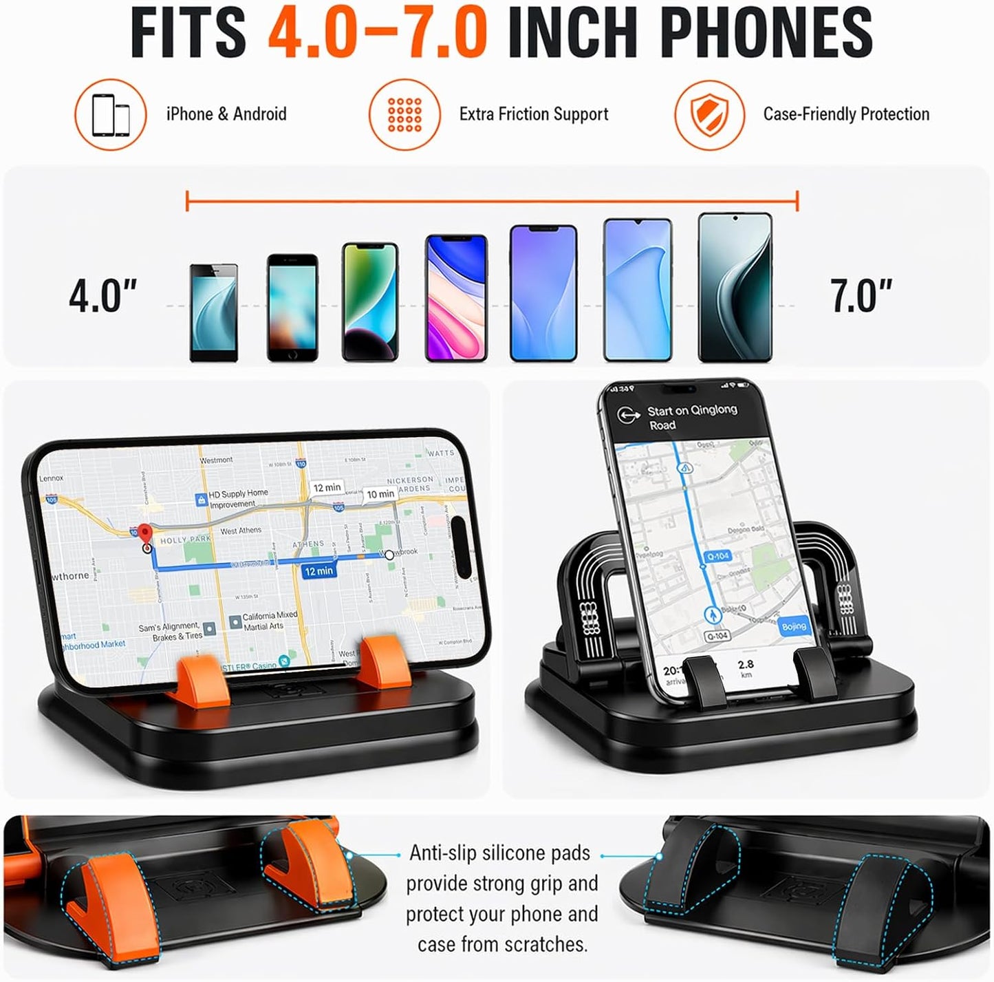 2 PCS Car Phone Holder 360 Degree Rotation,360 Phone Holder Rotating Car,Degree Holder,360 Dashboard Phone Holder,Phone Holders For Your Car Dashboard; Horizontal And Vertical Angles Are Adjustable