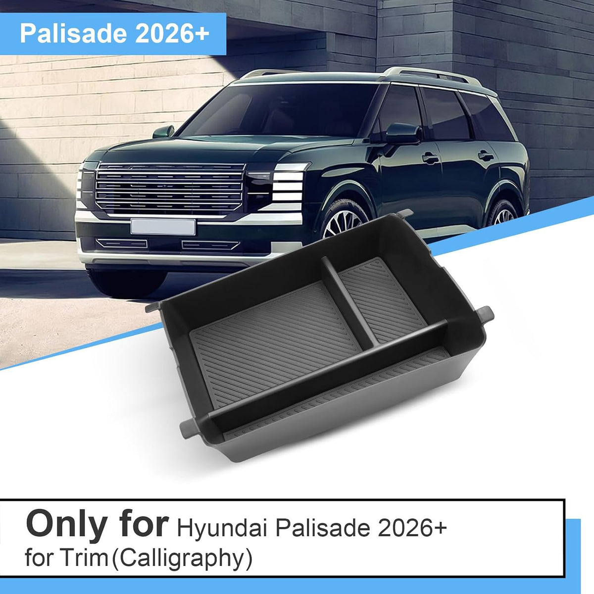 2026 2027 Palisade Center Console Organizer for Hyundai Palisade (Calligraphy) (Only fit 7-Seater with Dual-Opening Center Console), Durable ABS Console Tray Insert 2026 Palisade Accessories