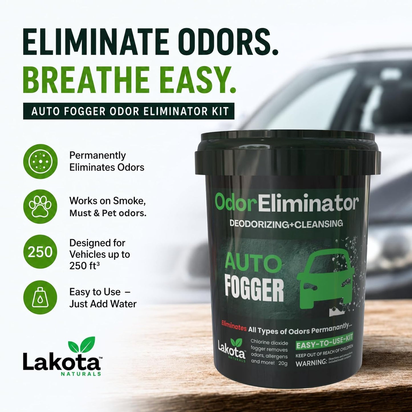 Chlorine Dioxide Fogger Deodorizing Kit, Car Bomb Odor Eliminator, Smoke Smell Remover For Car, Scent Bomb Air Freshener & Deodorizer. Easy to Use Kit Eliminates All Kinds of Odors!