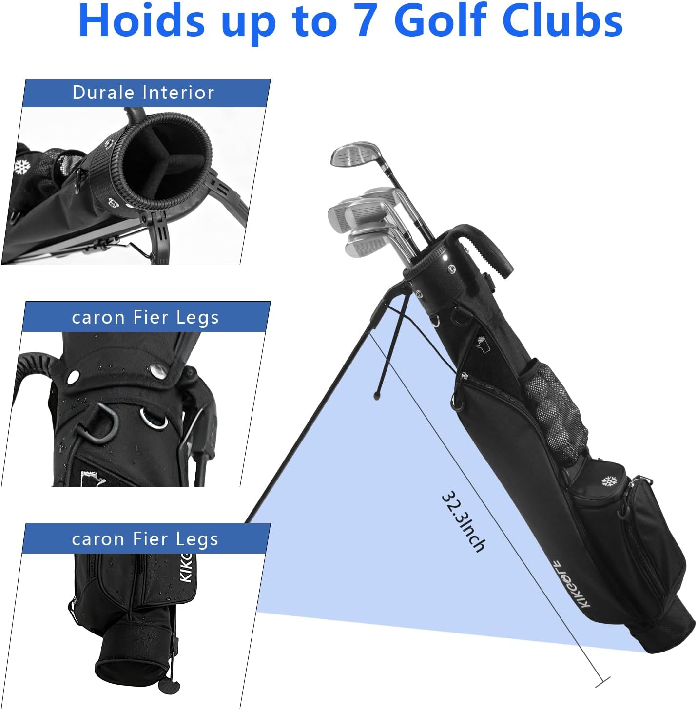Sunday Golf Stand Bag Lightweight Golf Bag for Par 3 & Driving Range with 3 Zippered Pockets, Cooler Bag, Rain Hood and Adjustable Dual Strap System,Golf Club Carry Bag Suitable for Men & Women