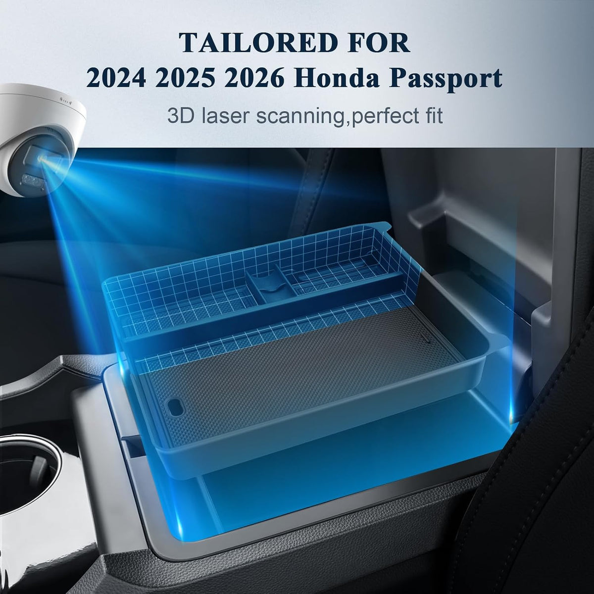 BIBIBO for 2026 Honda Passport Center Console Organizer 2026 Honda Passport RTL/TrailSport Elite/TrailSport Console Tray 2026 Passport Insert Glove Pallet Organizer 2026 Passport (Black-B)