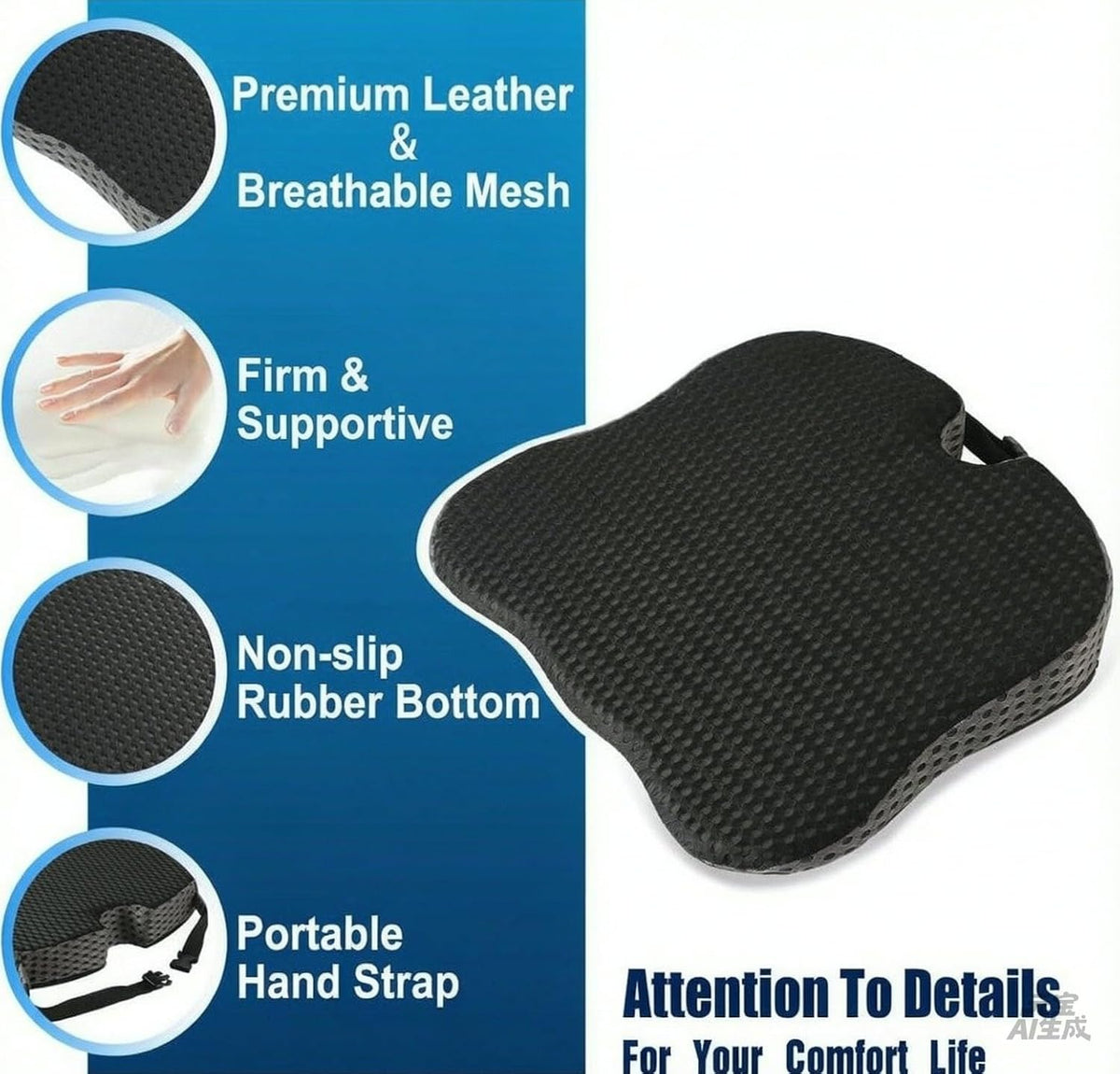 Hapiclody Car Seat Cushion for Driving,Premium Memory Foam Car Cushion for Better Visibility, Non-Slip Hip & Lower Back Tailbone Cushion, Car Seat Cushion Driver Booster for Short People, Truck(Black